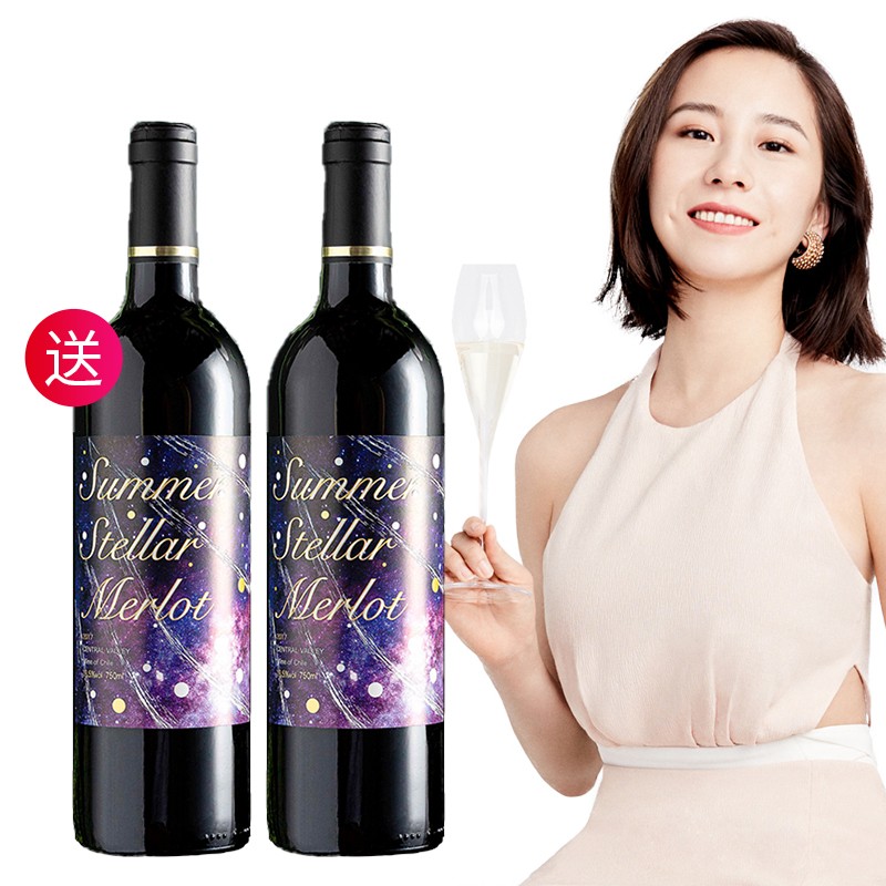 醉鹅娘 智利进口仲夏星空干红葡萄酒 梅洛红酒 750ml*1支