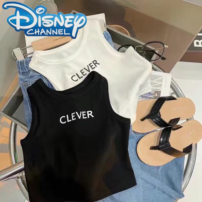 薄款儿童外穿无袖数字吊带上衣中大童运 白色 黑色 140码【58-69斤】