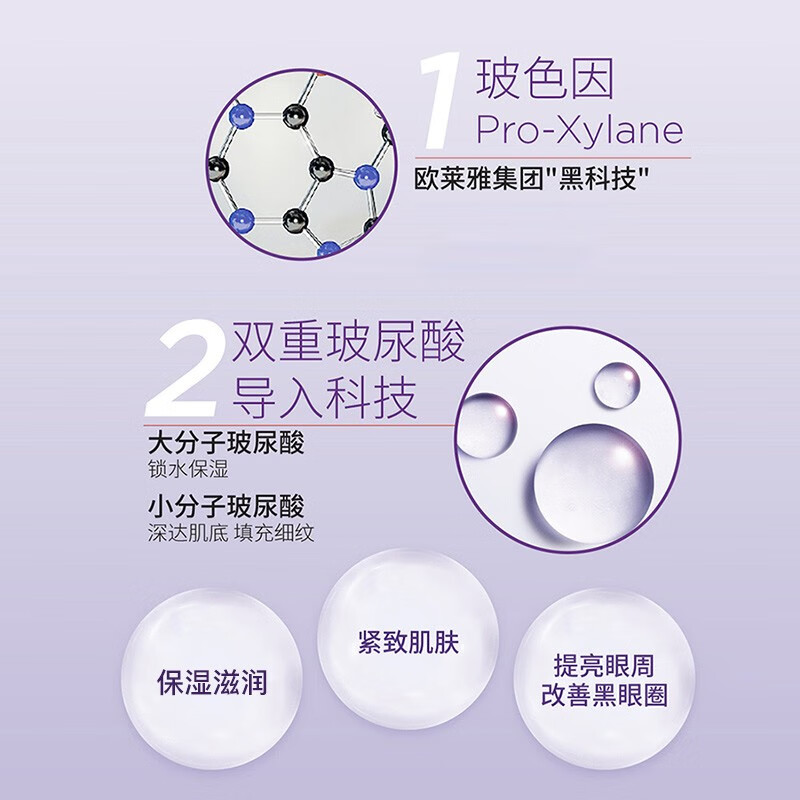 欧莱雅（LOREAL）复颜紫熨斗玻尿酸全脸眼霜眼部精华65ml 韩免版本 护肤礼物