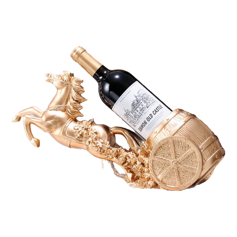 紅笙新中式馬到成功紅酒架酒柜擺件客廳玄關(guān)家居高檔裝飾喬遷新居禮物 f034-馬到成功酒架（金色）