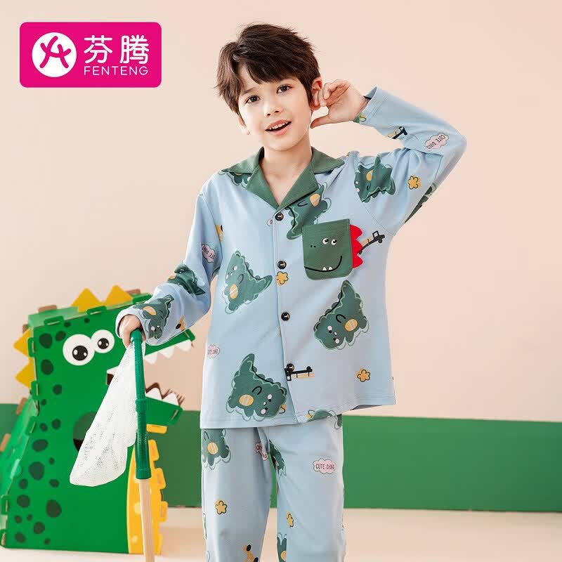 芬腾儿童睡衣男纯棉秋季大童可外穿男童家居服Q9J2470265怎么样,好用不?