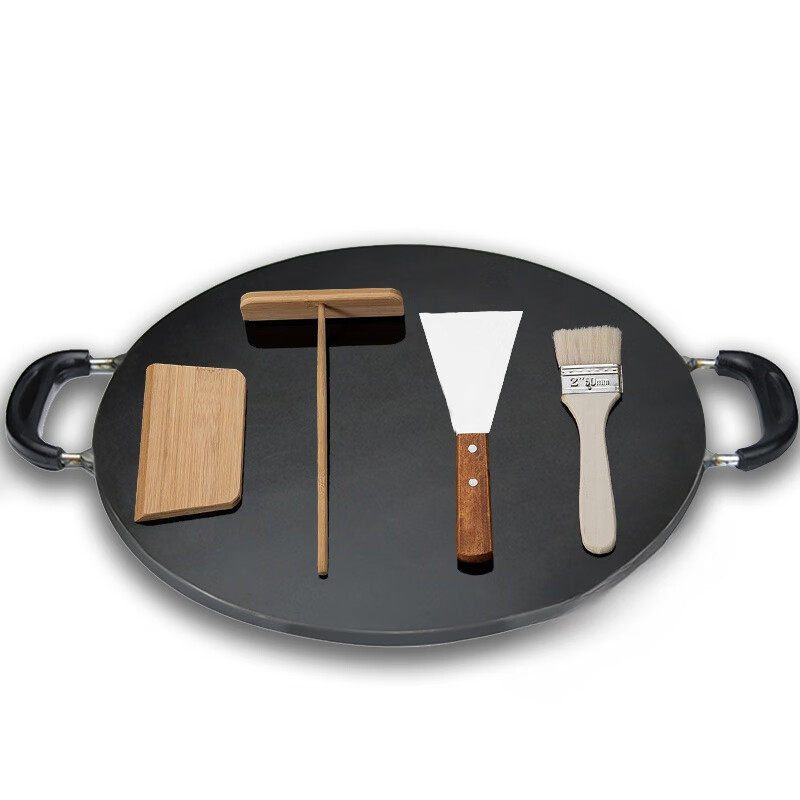 哦咯杂粮煎饼锅铁板鏊子燃气灶平底烙饼锅摆摊商用家用摊煎饼果子工具