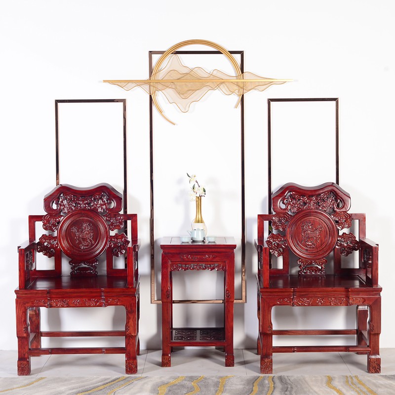 瑞呈堂（RUICHENGTANG）  圈椅实木 中式明清古典 新中式皇宫椅实木太师椅围椅靠背椅休闲椅 灵芝椅三件套木红色怎么看?