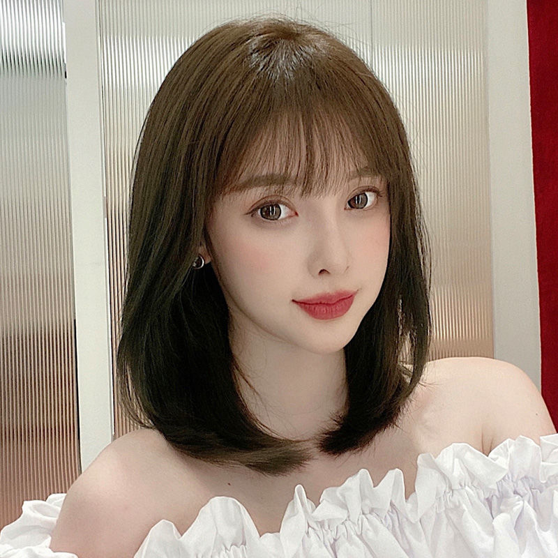唐妮 假发女空气刘海锁骨发自然全头套式网红少女时尚内扣锁骨中长发