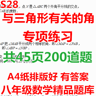 与三角形有关的角练习题计算题版题库 电子版 代打印
