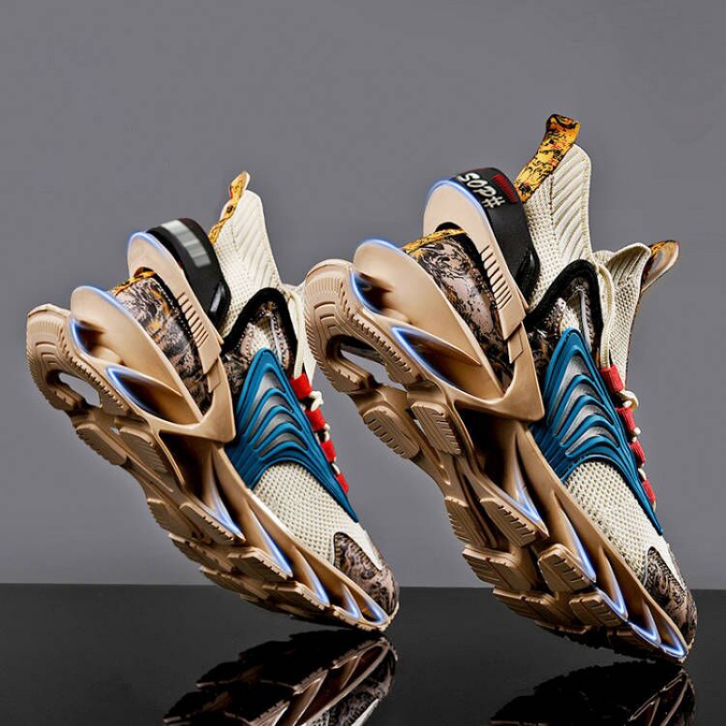 椰子男鞋2022新款秋季透气刀锋网面运动跑步防臭增高老爹潮鞋 兵马俑