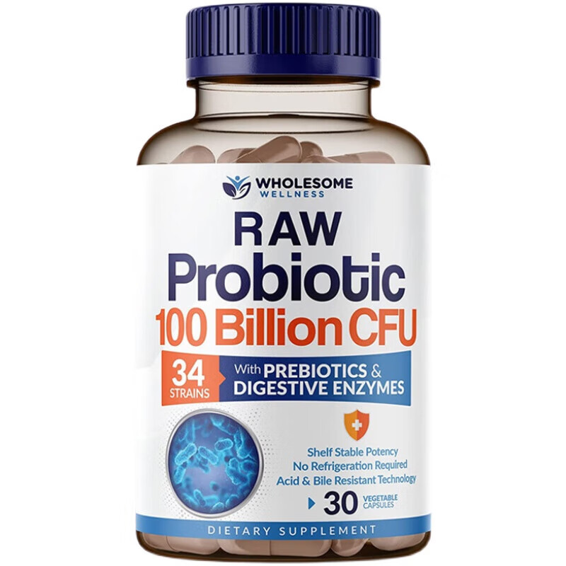 美国wellnessrawprobiotic100billion益生菌30粒