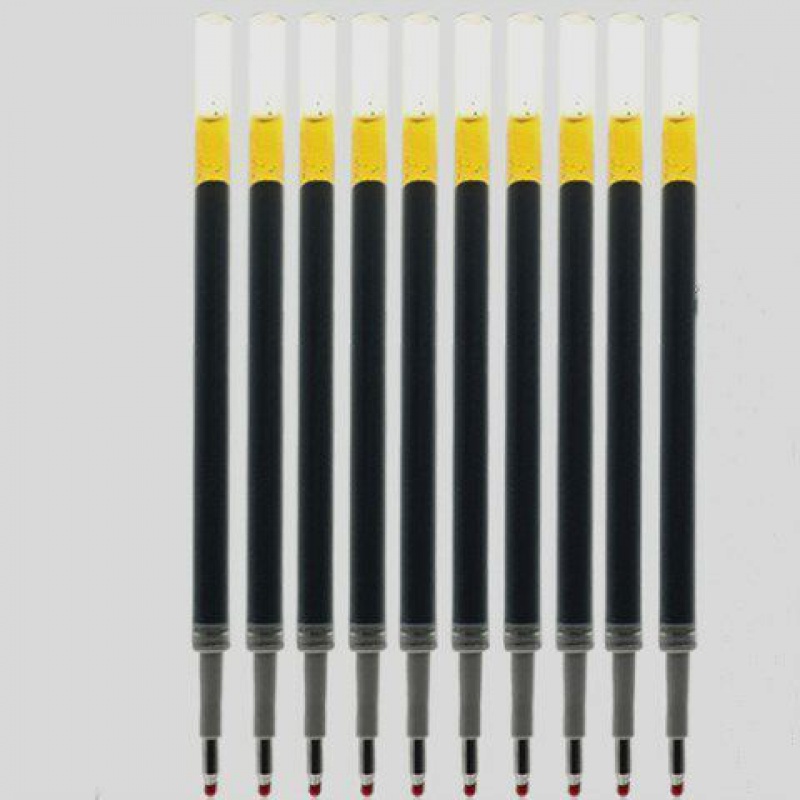 q按动式中性笔笔芯0.5mm黑蓝红三色替芯头水笔芯按压自动笔芯君诚 黑色按动笔笔芯10支 0.5