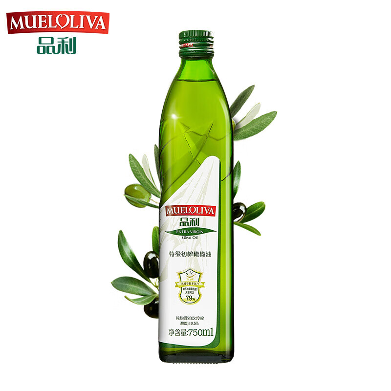 品利（MUELOLIVA）特級初榨橄欖食用油1.5L健身孕婦可用西班牙進口送禮公司團購 銷量特級橄欖油 750ml