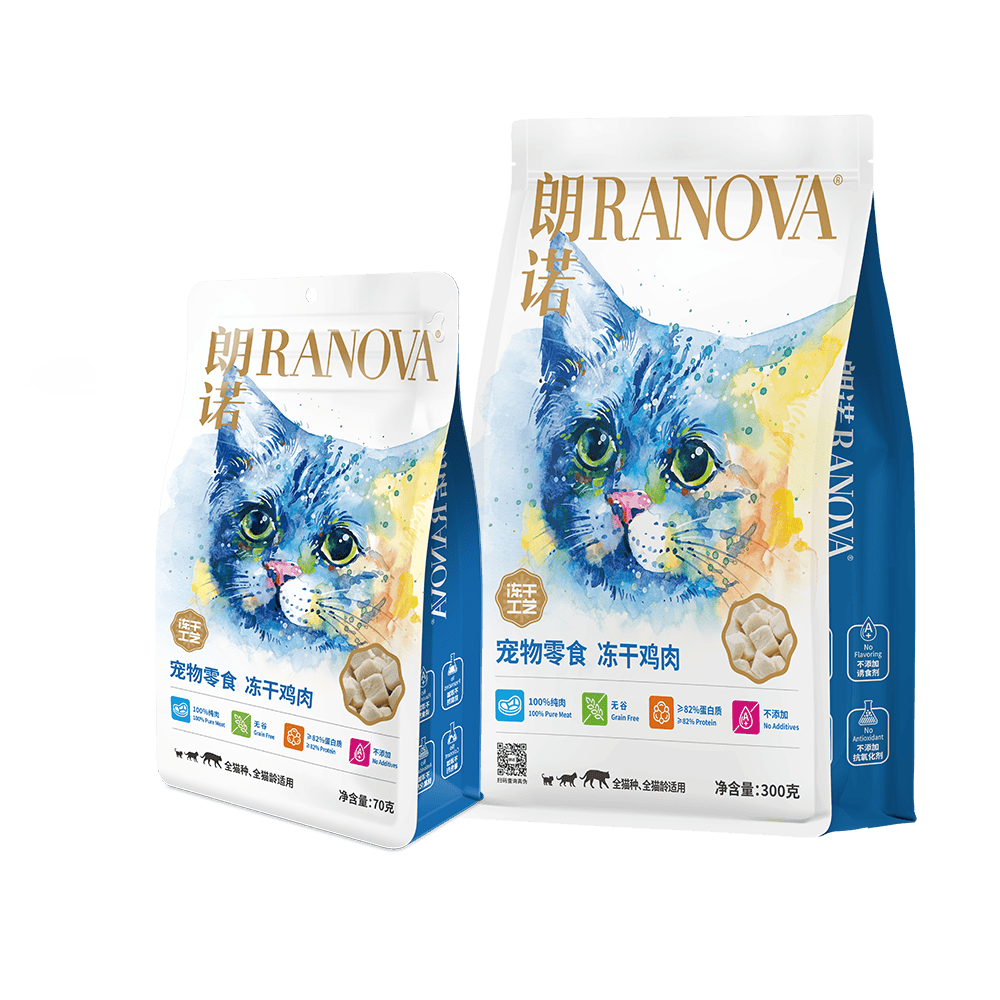 朗诺（RANOVA）冻干纯鸡胸肉粒成幼猫通用猫零食营养纯肉冻干磨牙370g