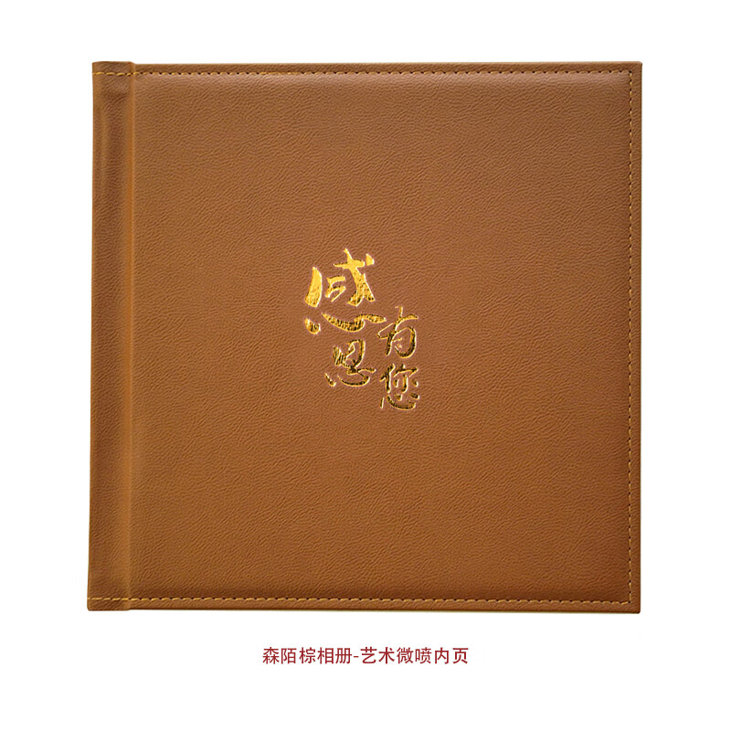 送領(lǐng)導(dǎo)相冊定制升遷退休皮質(zhì)紀(jì)念冊企業(yè)聚會公司老師影集禮物制作 森陌棕PU皮面相冊（藝術(shù)微噴） 方10寸（25x25cm） 10P（20頁）--提