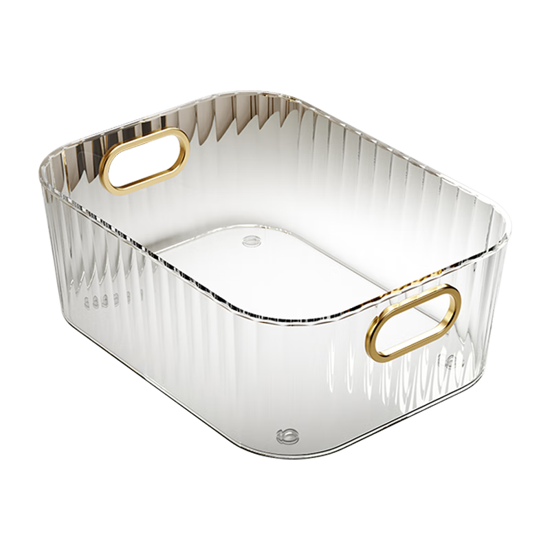 尊慕斯 收纳盒轻奢桌面化妆品面膜卫生间客厅茶几亚克力透明零食收纳筐 收纳筐/透明【两个】