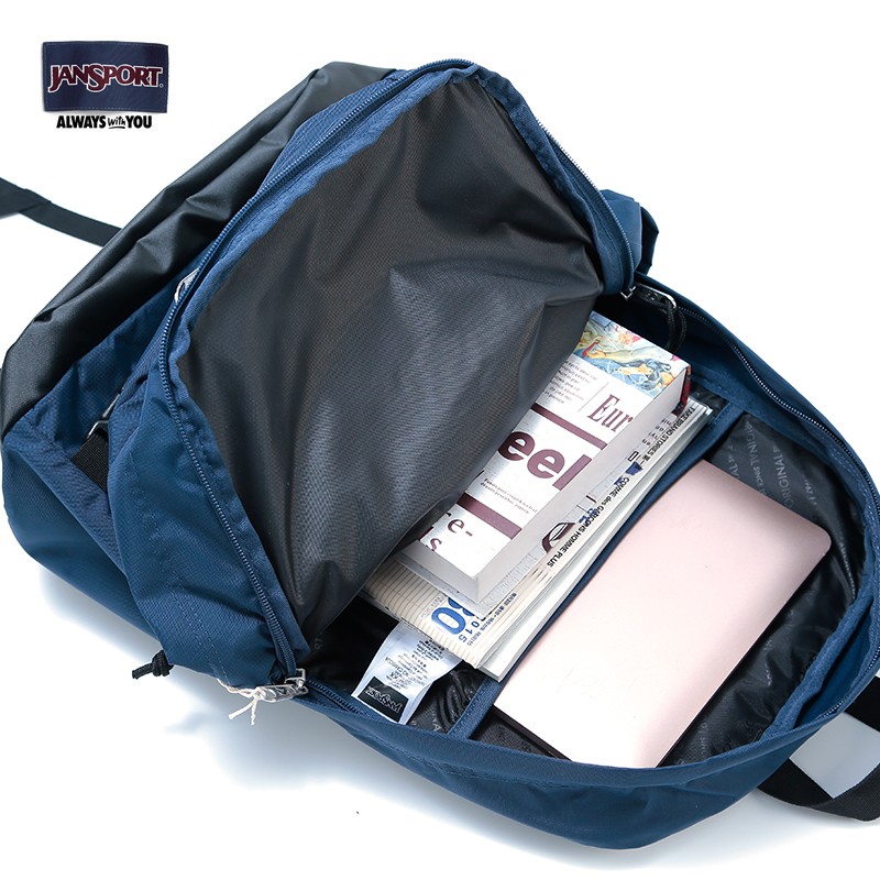 JANSPORT杰斯伯双肩包男背包书包女多隔层高中大学生包 47KX003 蓝色-侧袋+隔层