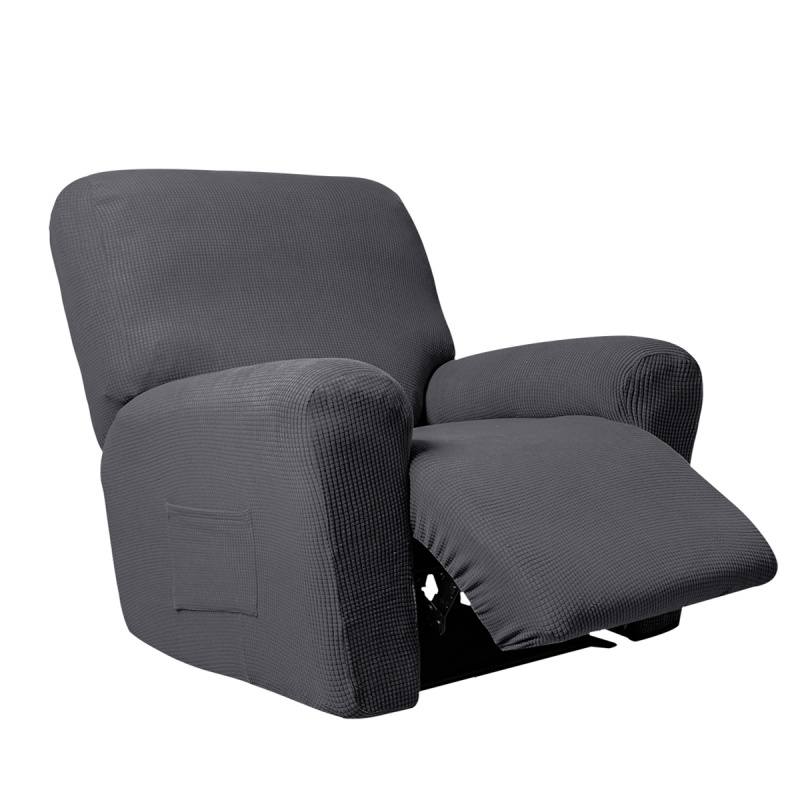 深灰色 【透气菠萝格面料 单人位沙发套