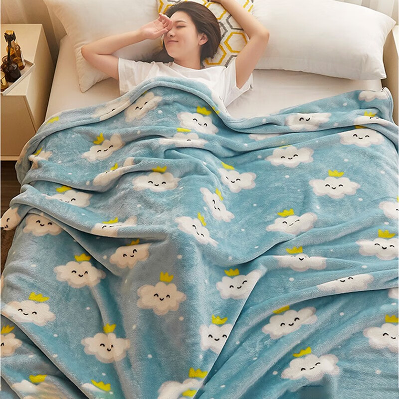 木丁丁 绒床单单件冬季加绒法兰珊瑚绒毯毛毯被单人宿舍床盖 柔软的云150x200cm