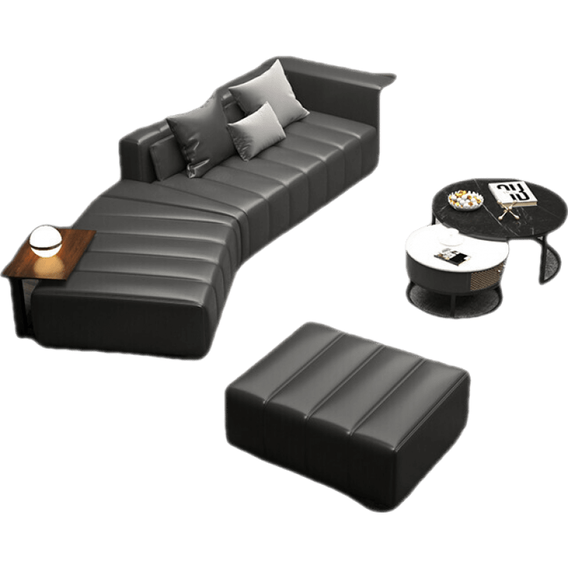 【领神卷1000元】迪伦公馆 沙发 现代轻奢沙发 意式极简异形转角别墅钢琴键大平层简约沙发设计师 3.65米转角多人位+单人位+脚踏(全纳帕皮)