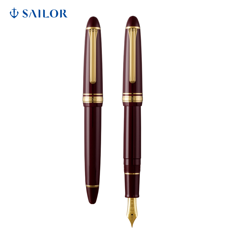 sailor 写乐 钢笔 1219 标准鱼雷 酒红杆金夹 14k金尖 f笔尖
