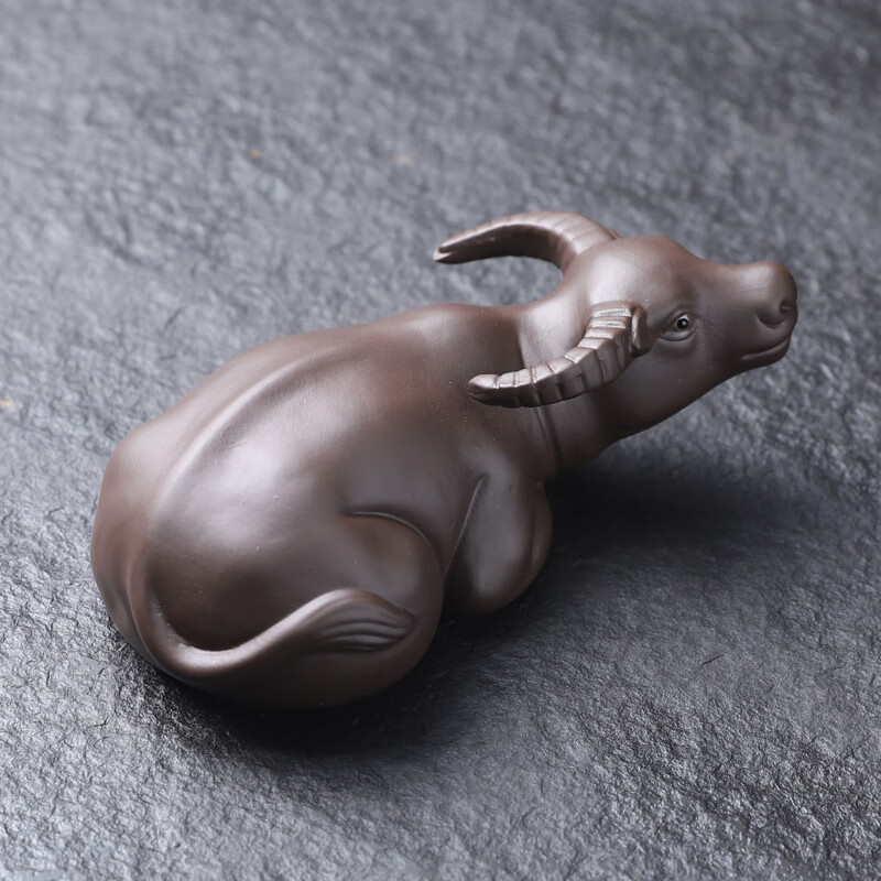 诗酌茶桌摆件紫砂水牛宠牛转乾坤玩生肖牛精品台从宝可爱 紫砂水牛(黑