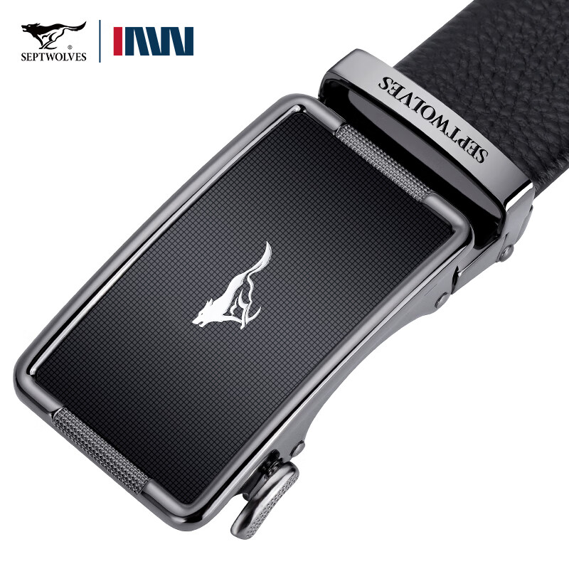 七匹狼皮带男士真皮自动扣休闲头层牛皮裤腰带生日礼物送男友老公送爸爸 黑色-专柜礼盒装110-125cm需指定请留言