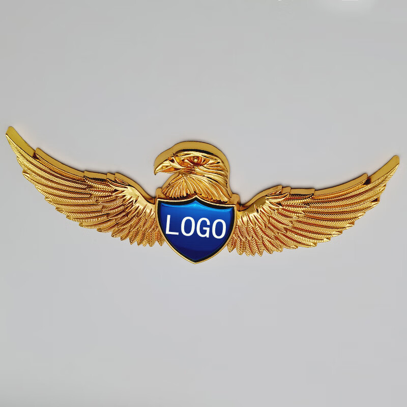 个性创意车贴锌合金制造定制车标贴 飞鹰金色蓝标款(下单备注品牌标
