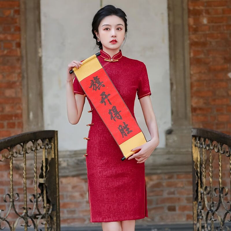 送考红色女夏2022年新款中考高考高端礼服妈妈款喜婆婆婚 旗开得胜 s