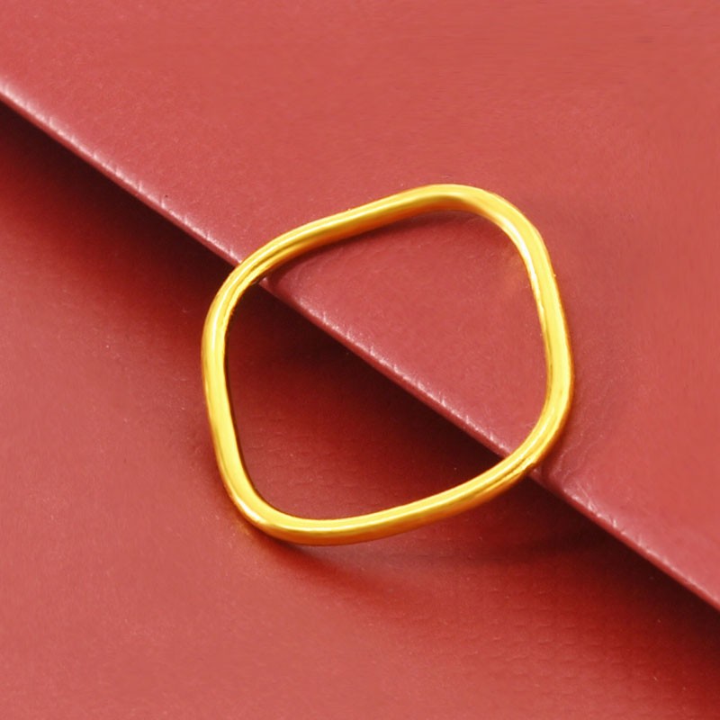 匠蕴黄金戒指女男足金999方形素圈细款亮面情侣对戒送女友老婆礼物 6