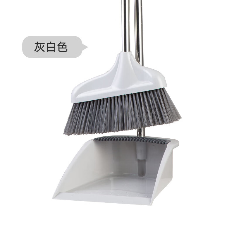 洲实邦不锈钢杆软毛塑料扫帚套装套装组合家用扫地套扫 1个 浅灰一套