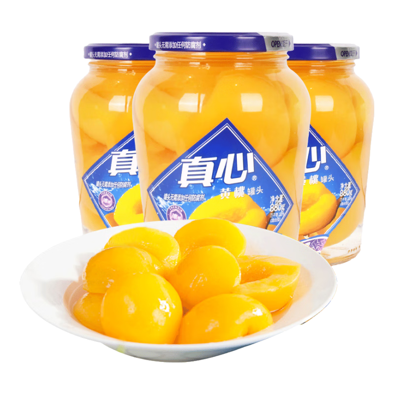 真心黄桃罐头880g*3罐   水果罐头糖水饮料水果捞休闲零食礼盒