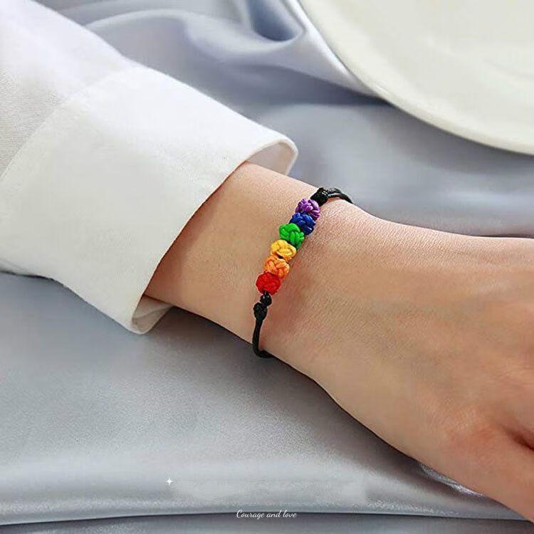 珠佩丽小狮子手链六色编织绳简约手绳les闺蜜情侣手环饰品百搭 黑色绳