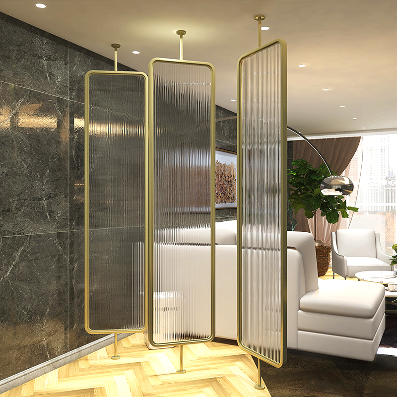 简易屏风屏风入门网红水流屏风客厅钢化长虹玻璃隔断家用简易卧室进门