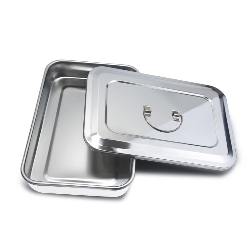 304医用不锈钢带盖方盘有盖消毒方盘手术托盘无孔器械盒防碘1伏 304