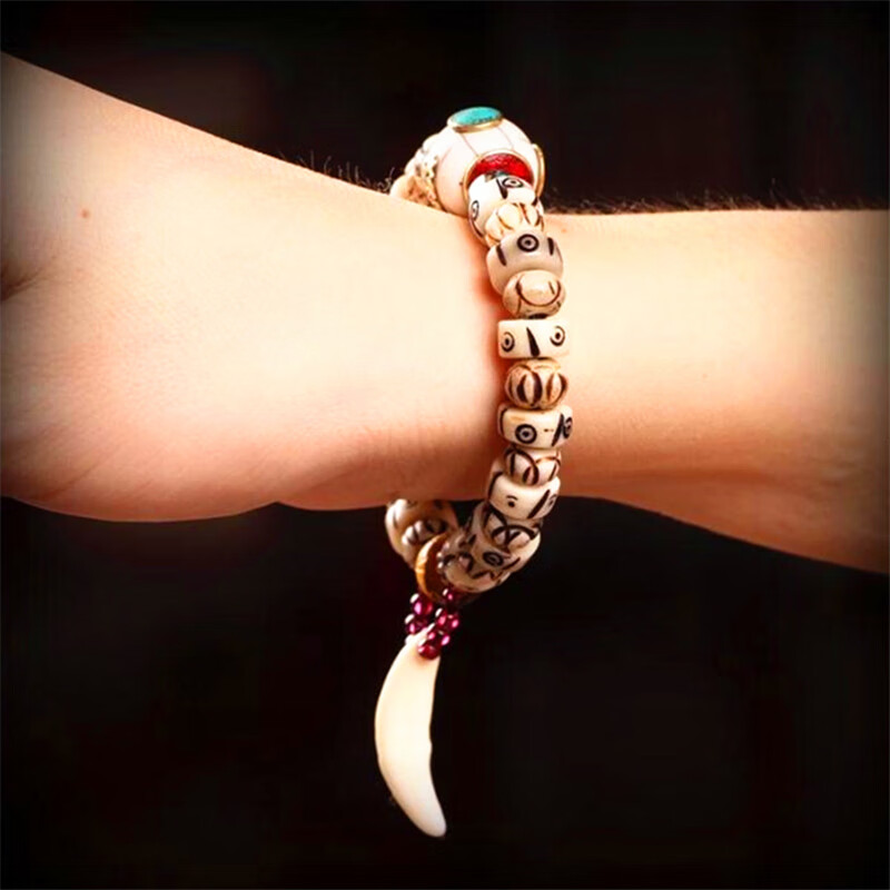 念夏尼泊尔西藏饰品牦牛骨民族风小狗牙原创意复古个性民族风手链男女