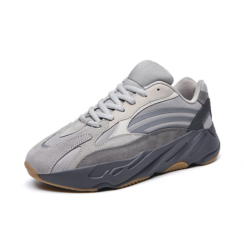 惠奴比男鞋跨境大码情侣老爹鞋爆米花厚底反光透气休闲运动潮鞋 火山