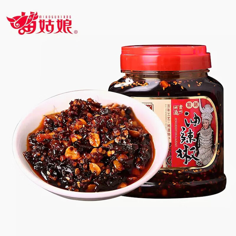 苗姑娘貴州特產(chǎn)油辣椒香辣脆750g拌飯辣椒醬香辣醬下飯菜拌面辣醬 精制油辣椒醬750克*1瓶裝
