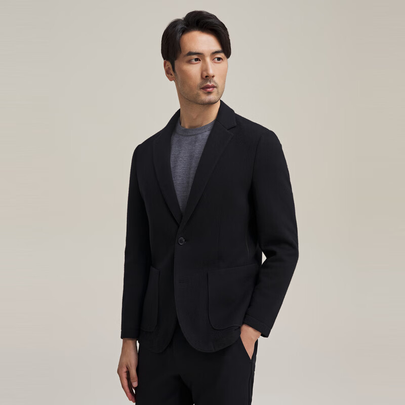 MAYOR男装 秋冬DONDI绵羊毛混纺轻便舒适针织休闲西服 黑色 170A （170/92A）