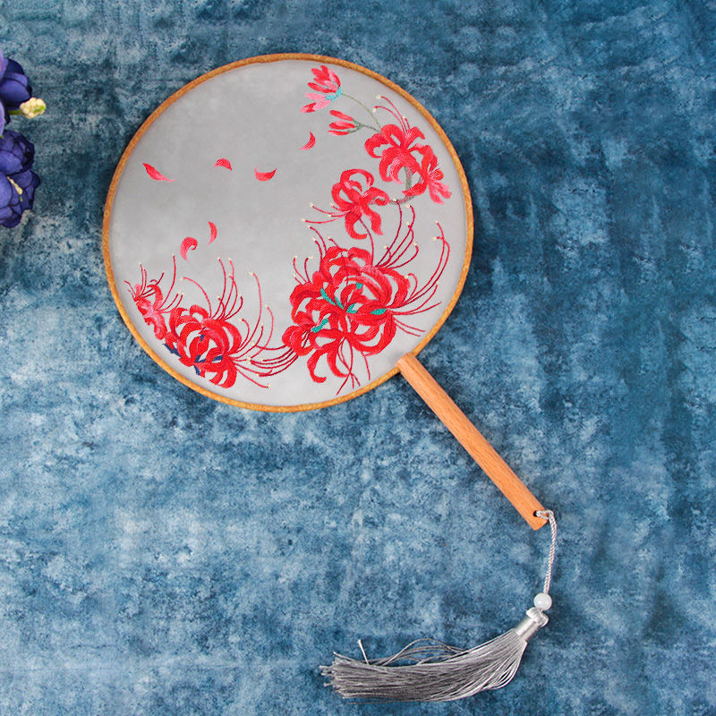 东方美绣 刺绣diy手工自绣十字绣新款制作古风团扇苏绣丝带绣绣品绣花