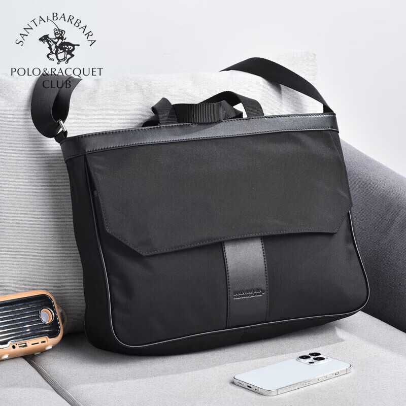 圣大保罗(polo&racquetclub)手提包男大容量简约斜揹包休闲单肩包电脑