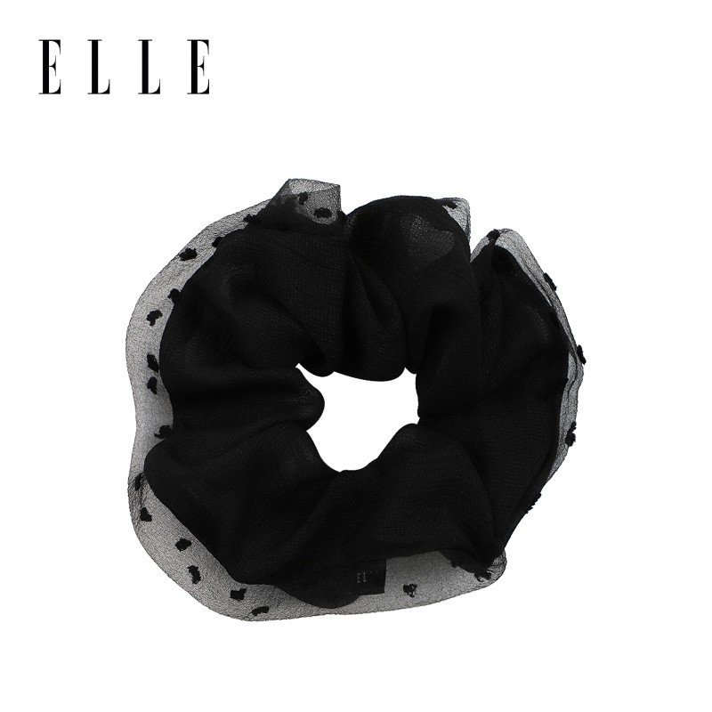ELLE点缀装饰简约大肠发圈百搭网纱皮筋发绳优雅头饰七夕情人节礼物 粉紫色
