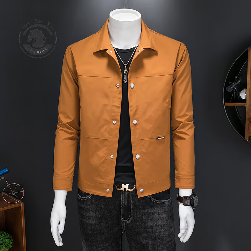 ANDSEEYOU 品牌 夾克外套男精品國(guó)潮服裝2025春季新款男士英倫風(fēng)時(shí)尚上衣潮 焦糖色 M