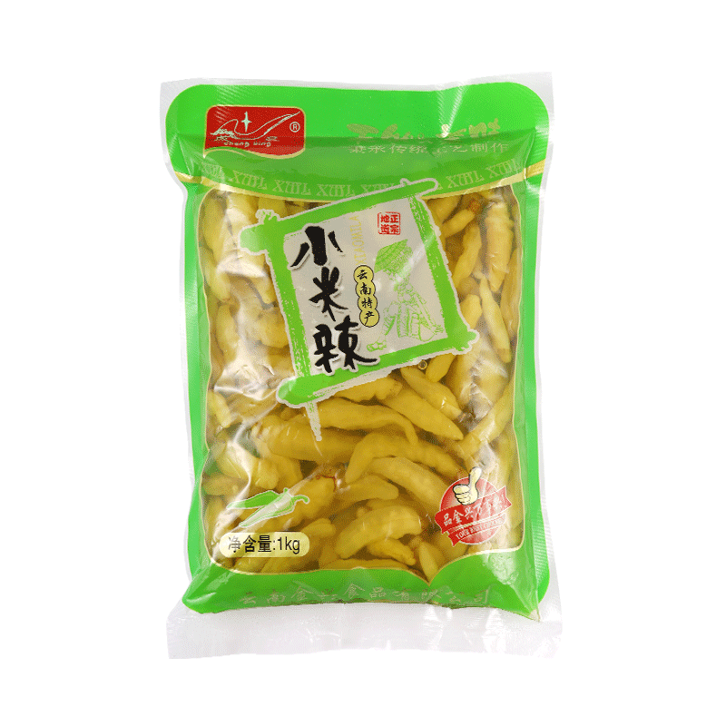 成星(chengxing)泡椒凤爪小米辣红下饭菜酱菜咸菜云南特产鸡爪辣椒调味剁椒调料 绿袋小米辣1000gX2袋