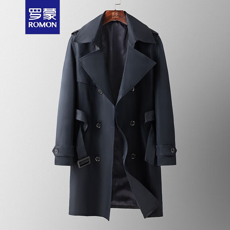 罗蒙（ROMON）【经典款风衣】中长款风衣男纽扣百搭男士外套LM8WWT9196A藏青2XL属于什么档次？