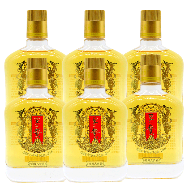 東鰲人參鹿鞭鹿血酒 長(cháng)白山鹿鞭人參酒白酒鹿茸泡酒料男用 鹿茸血酒125ml六瓶