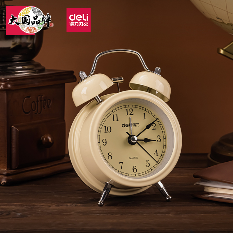 得力(deli)迷你复古机械闹钟 低噪音自带夜光 撞针响铃 家庭卧室床头闹钟 学生启蒙闹钟 黄色9024高性价比高么？