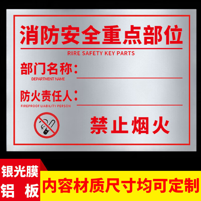 吉与诺消防安全重点部位标识牌防火检查警示牌提示牌铝板标识标牌定做