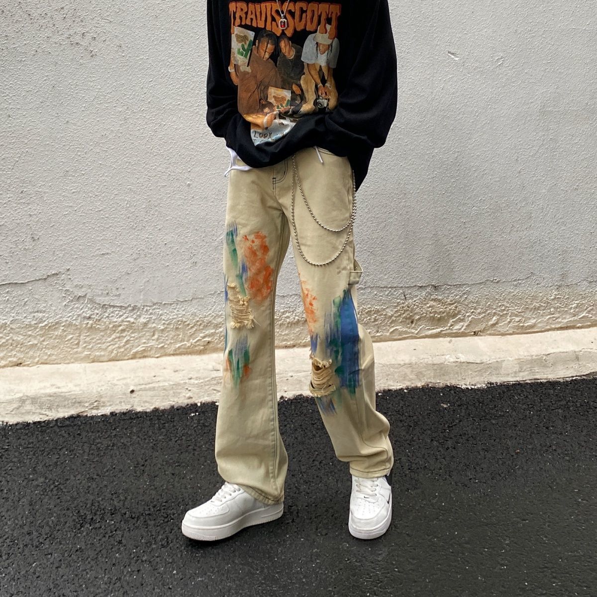 泼墨vibe复古街头破洞牛 【一件装】图片色 s 腰围68建议96-105斤内