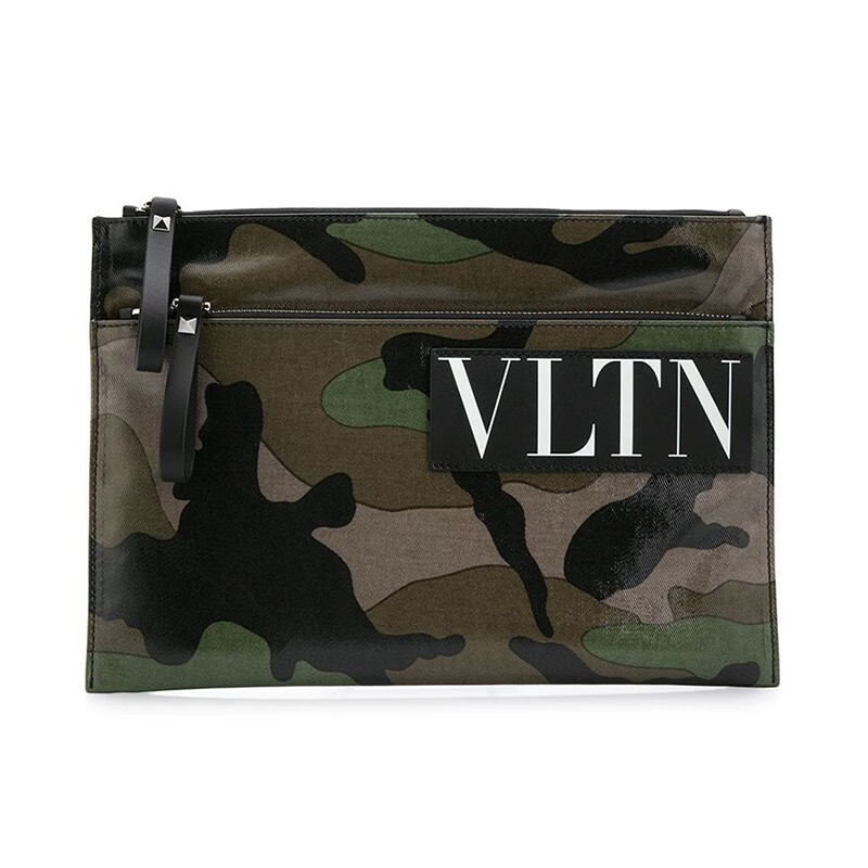 valentino 华伦天奴男包 男士织物配皮迷彩大号手拿包 qy0b0697pfq y