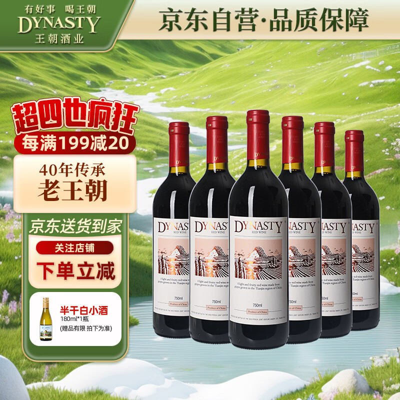 王朝（DYNASTY）干红葡萄酒二代750ml*6瓶 整箱装国产红酒送礼