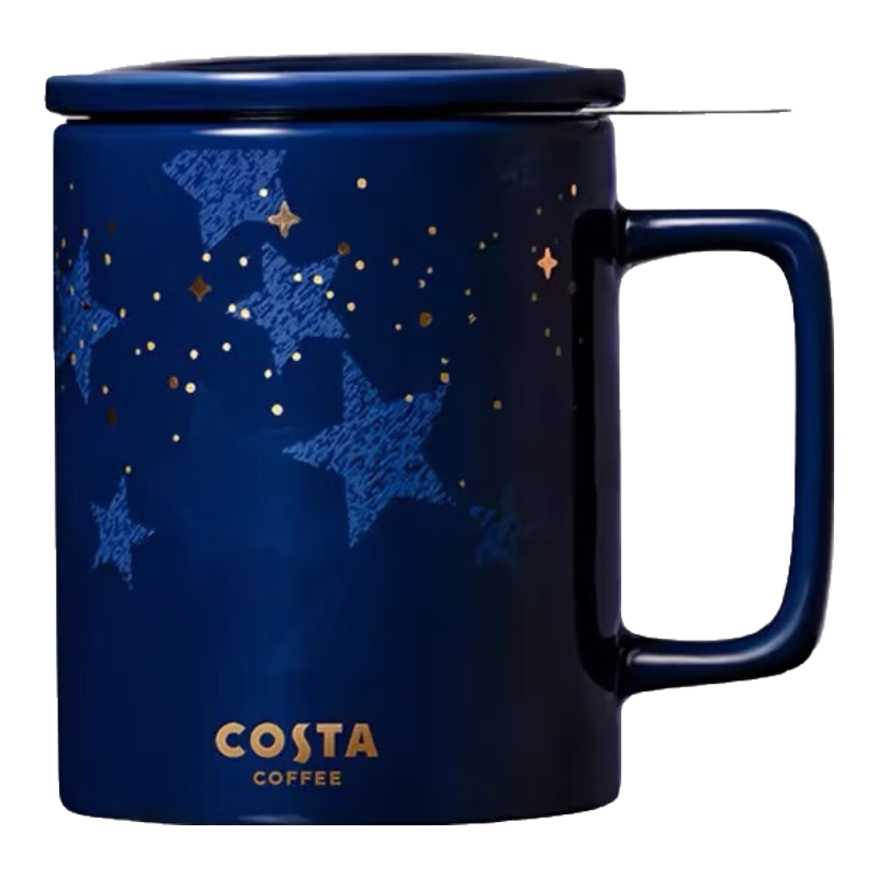 COSTA陶瓷馬克杯帶蓋茶水分離生日送禮禮物杯子男女士辦公水杯咖啡杯