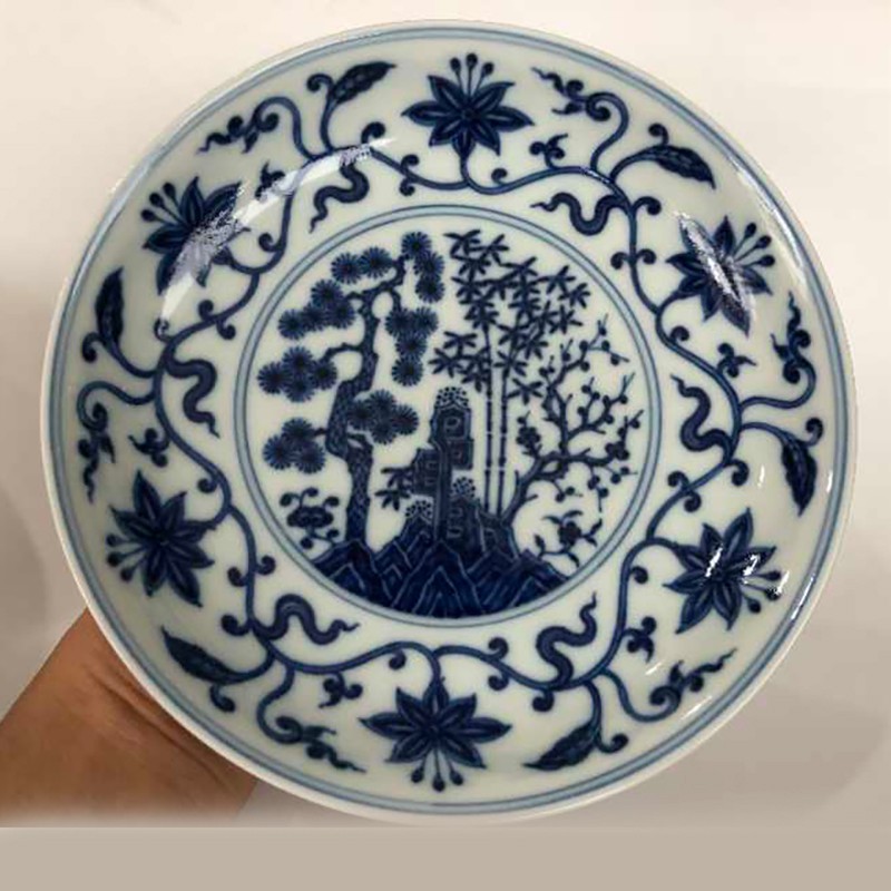 御茶园景德镇柴烧瓷器-萱草三友盘 新品上市