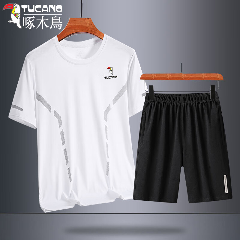 8913白色8903t恤 短裤 m建议80-105斤-品牌旗舰男装十大品牌男装